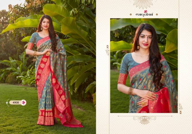 Manjubaa Mohak Heavy Festive Wear Designer Banarasi Soft Silk Saree Collection